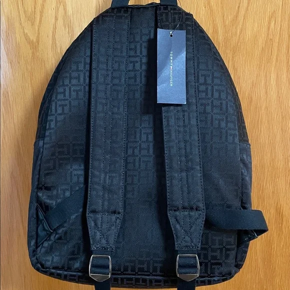 NWT Tommy Hilfiger Black Backpack with Red Trim and Logo Jacquard - Picture 6 of 11